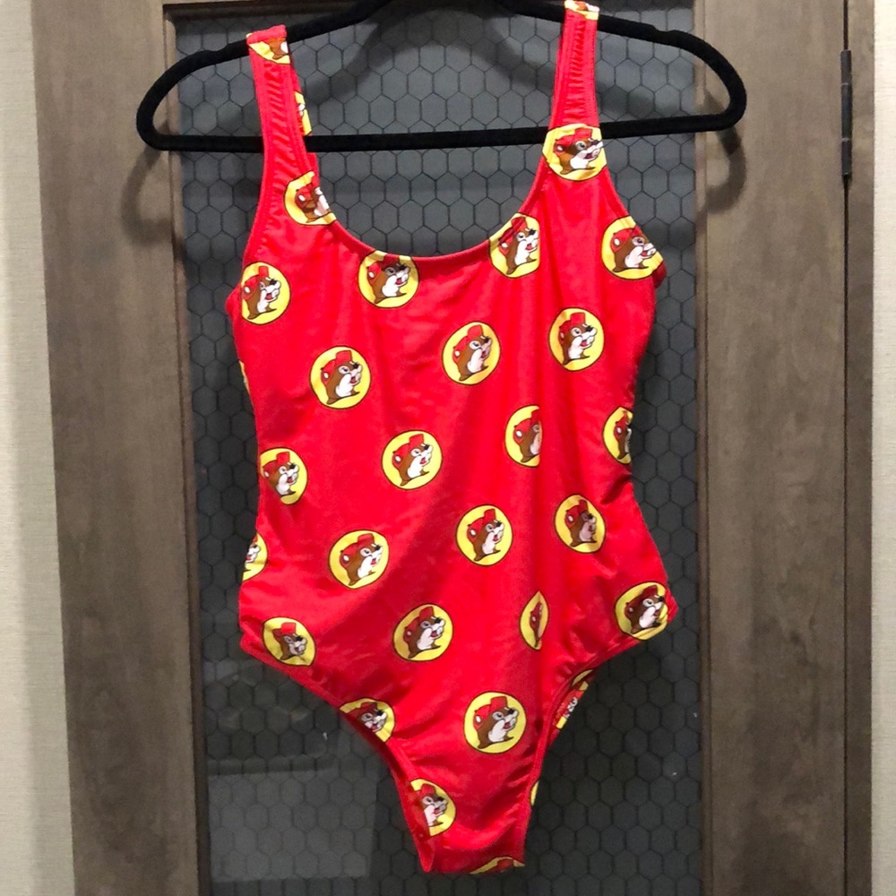 Buc-ee's Beaver Woman’s Red One Piece Red & Yellow Swimsuit Size XS Collective